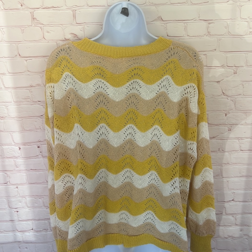 ENTRO Crochet multi colored sweater size small oversized fit - Picture 6 of 9